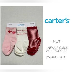 🆕CARTER’S - 12/24M - NWT - 3PK - INFANT GIRLS VALENTINES DAY SOCKS